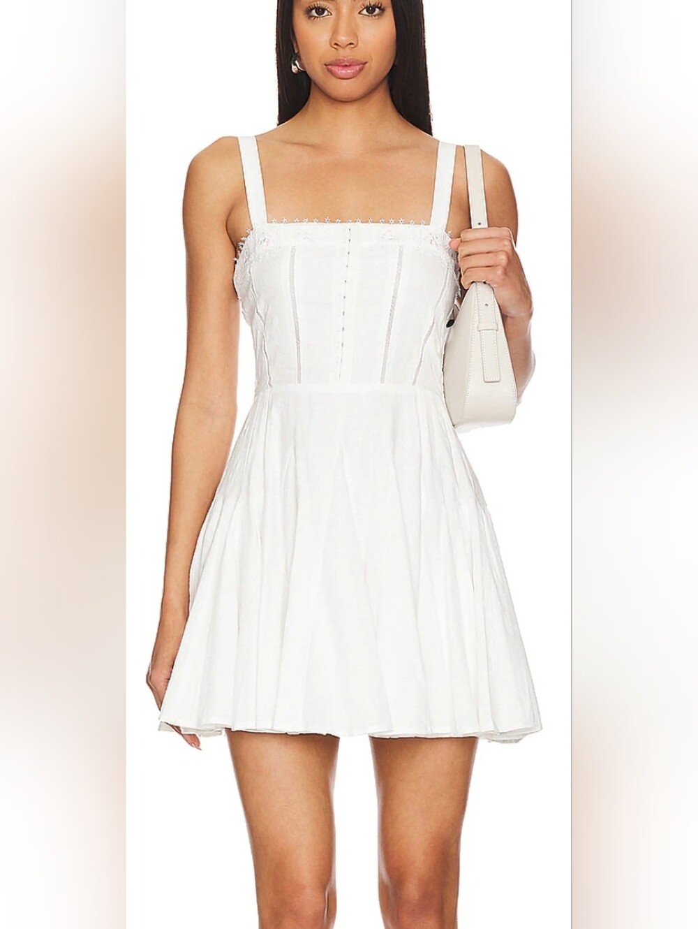 HEARTLOOM Inga Dress In White Square-Neck Mini Size M 100% Cotton